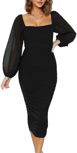 Must-Have MASCOMODA Women's​ Bodycon Dress: 2024 Long Sleeve‍ Beauty