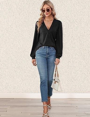 AGNES URBAN Womens V Neck Long Sleeve Tops Review: Casual Fall Shirts
