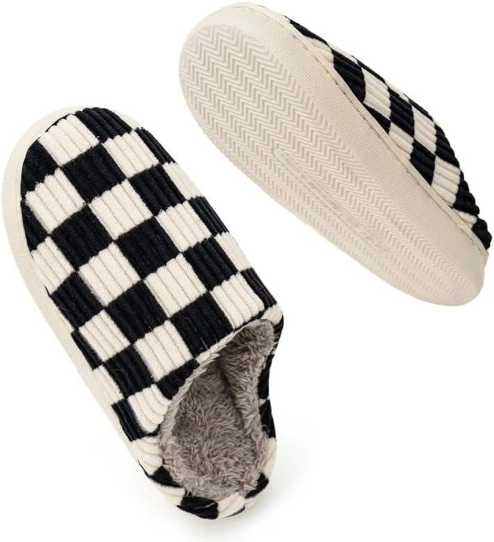 Cozy Memory Foam Slippers Review: Kissxiaoya ⁣Plaid Scuff Slides