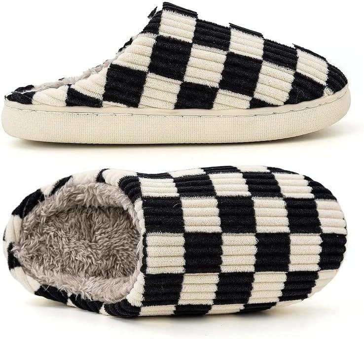 Cozy Memory Foam Slippers Review: ‍Kissxiaoya Plaid Scuff Slides