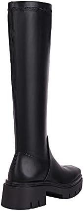Unleash Your Style with vivianly Chunky Heel Knee High Boots!