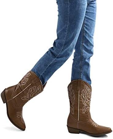 Unveiling the Ultimate‌ Women's Cowboy Boots Review: ⁣mysoft Embroidered Mid-Calf Cowgirl Boot