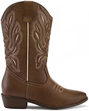 Unveiling the Ultimate Women's Cowboy Boots ‍Review: mysoft Embroidered ‍Mid-Calf Cowgirl Boot