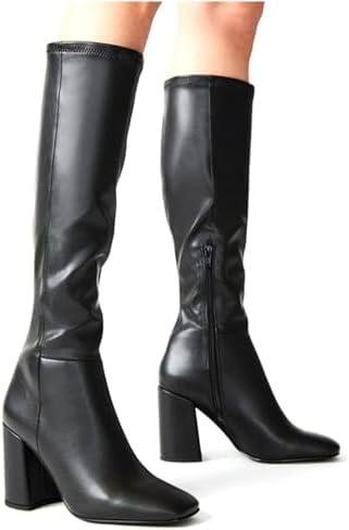 Review: Stylish‍ Women's Faux Leather Tall Boots with Chunky​ Heel - A Must-Have!