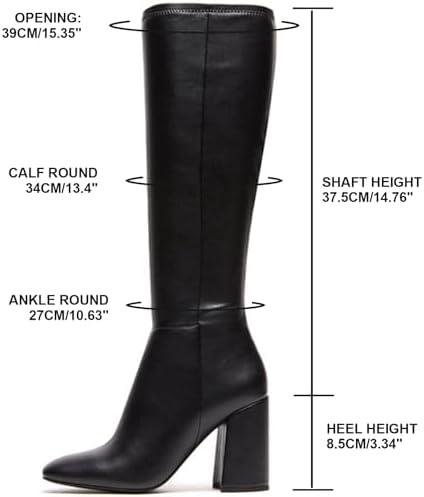 Review: Stylish Women's Faux Leather Tall Boots with Chunky​ Heel - A Must-Have!