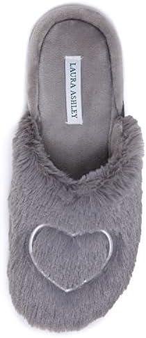 Step into Luxury with Laura Ashley Women’s Fuzzy Heart Slippers
