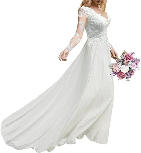 2024 Wedding Dress Review: Gorgeous Lace Appliques A-Line Beach Bridal Gown