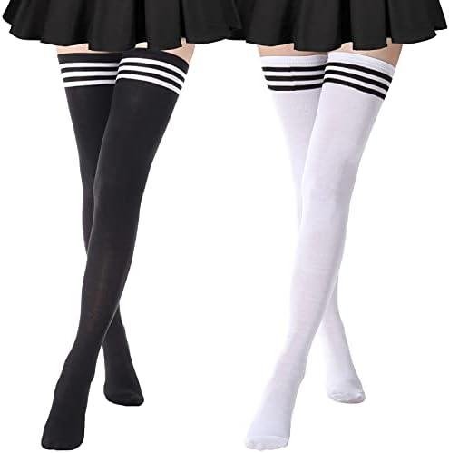 Get the Trendy Look with DRESHOW Striped Thigh High Socks!