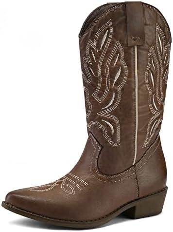 Unveiling the Ultimate Women’s Cowboy Boots Review: mysoft Embroidered Mid-Calf Cowgirl Boot