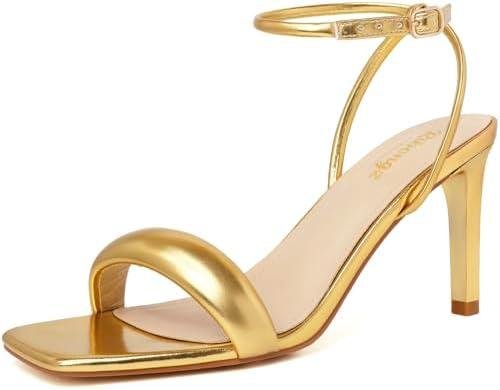 RIBONGZ Womens Gold Strappy Heels Review: Dressy & Stylish